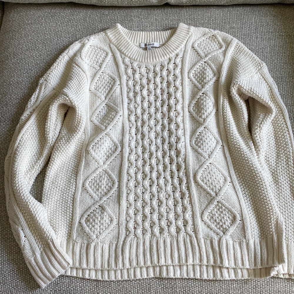 Madewell cable knit sweater, cream